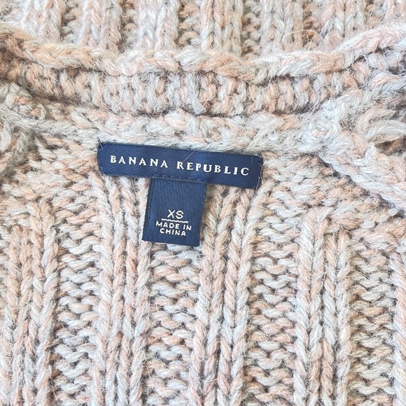 Banana Republic Brown Gray Marled Cable Tunic Sweater XSmall Wool Alpaca EUC - Picture 8 of 10